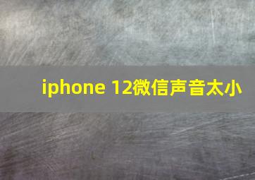 iphone 12微信声音太小